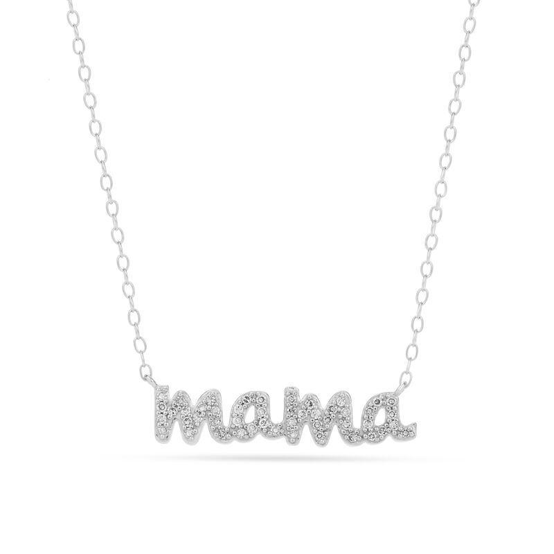 Brilliant-Cut Lab Grown .14ctw. Diamond "Mama" Pendant in Sterling Silver image number null